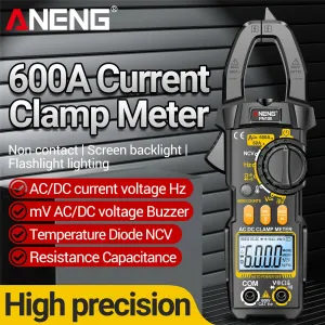 NEW ANENG PN108 Clamp Meter High-Precision AC/DC Voltage Current Tester 600A 600V Auto Power Off Backlit Display