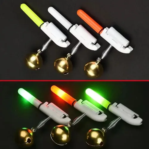 ZANLURFish Bite Alarm Bell Light Sensor Lamp Alarm Night Tool Kit Pesca Rod Luminous Tackle with Flash LED