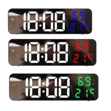 AGSIVO Digital Wall Clock Alarm Clock Large LED Display with Automatic Brightness / Indoor Temperature / Humidity Monitor / 12/24H For Home Office Classroom