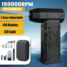 150,000 RPM Multifunctional Mini Turbo Blower 5 Speed Gear LED Display Air Blower Handheld Car Fan Air Duster with Light