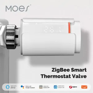 MOES ZTRV-S01 Tuya Smart ZigBe Thermostatic Radiator Valve TRV Programmable App Remote Temperature Controller Support Alexa Google Home