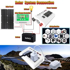 12V to 220V  Inverter 4000W Car Power Converter Solar LCD Dual Display 4 USB 4.2A Fast Charge with Intelligent LCD Voltage Screen display