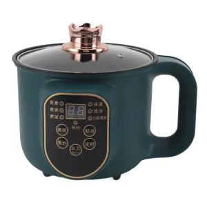 600W Electric Cooking Pot Portable 1.8L Stainless Steel with Timer Removable Cord for Home Camping Picnics Food Grade Material