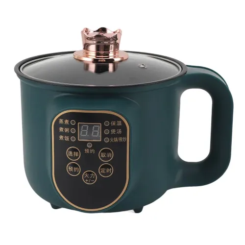 600W Electric Cooking Pot Portable 1.8L Stainless Steel with Timer Removable Cord for Home Camping Picnics Food Grade Material