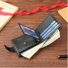 Men Short Wallet Bifold PU Leather Wallet Hasp Coin Purse Credit ID Card Holder Billfold Purse Money Bag