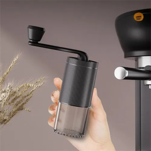 Comfook Portable Manual Coffee Grinder Adjustable Ceramic Core Visible Powder Chamber Compact Lightweight Design
