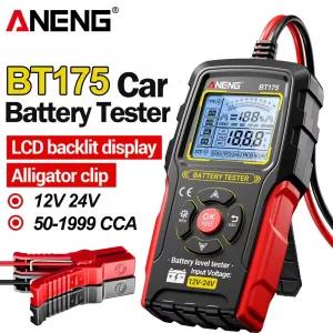 ANENG BT175 Car Battery Tester 12V 24V Lead Acid Battery Analyzer Digital Voltage Alternator Tester Accurate CCA Measurement Backlit Screen Automotive Battery Checker