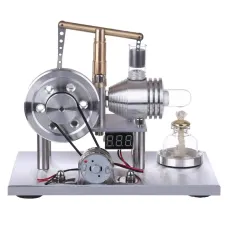 Balance Type Hot Air Single Cylinder Stirling Engine Generator Model with LED Bulb Voltage Digital Display Meter Physics Experiment Science Education Toys