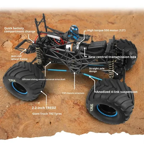 HPI Racing 160765 RTR Monster King Big Kahuna for Ford Bronco 4400 Spirited Horse 1/10 2.4G 4WD RC Car Rock Crawler Fully Licensed Off-Road Climbing Truck LED Light Straight Axle Remote Control Vehicles Models Toys