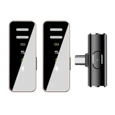 S18 1-to-2 2.4G Wireless Lavalier Microphone DSP Noise Cancelling Plug and Play Lapel Mic for Video Recording Interview