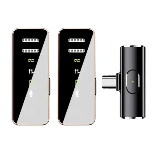 S18 1-to-2 2.4G Wireless Lavalier Microphone DSP Noise Cancelling Plug and Play Lapel Mic for Video Recording Interview