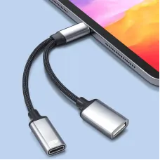 2 in 1 Type-C Cable Splitter USB-C to USB2.0 PD3.0 Adapter OTG Convertor for Laptop Computer Phone