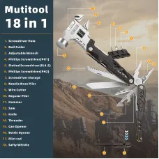 IPRee Portable Multifunctional Wrench Hammer Outdoor Camping Emergency Tools Combination Stainless Steel Folding Nail Hammer