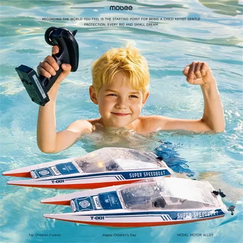 Mobee YK25-002 RTR 2.4G RC Boat Speedboat Waterproof LED Light Dual Motors Remote Control Ship High Speed Vehicles Models