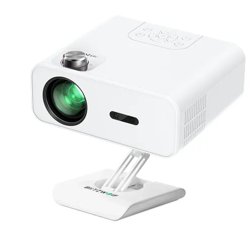 BlitzWolf BW-V5Max LED Projector Android 9.0 System Auto Focus Physical 1080P Resolution 9000 Lumens 6D-Keystone Correction Support Side Projection Bluetooth 5.0 Portable Movie Compatible with TV Stick Smartphone HD USB AV Home Theater Video EU Plug