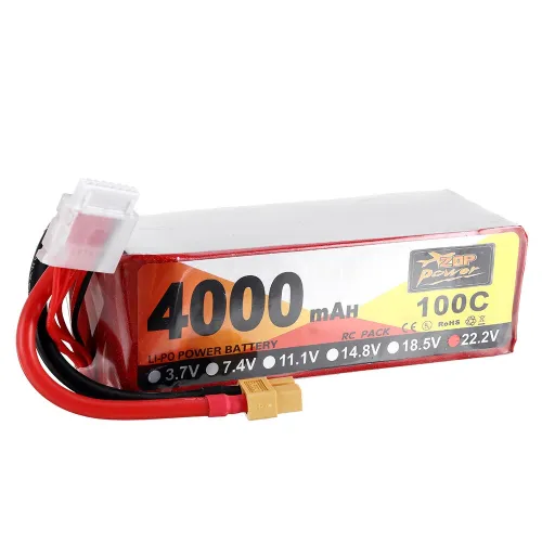 ZOP Power 22.2V 4000mAh 100C 6S Lipo Battery XT60 Plug for FPV RC Drone