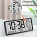 Large LCD Digital Wall Clock Temperature Humidity Display Alarm Clock Hanging/Desktop Digital Clock Plugged in Electronic Desktop Clock for Home and Offices
