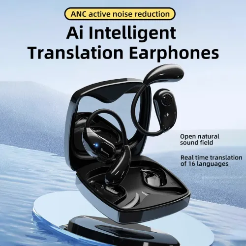 K5 AI Smart Translation Earphones bluetooth 5.4 Earbuds 16.2mm Large Drivers HiFi Bass Sound 30H Playback Multi-language Simultaneous Translation Earhooks Headphones