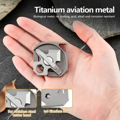 IPRee Titanium Alloy Portable Small Cutting Tools Outdoor Multifunctional Screwdriver Wrench Emergency Key Pendant