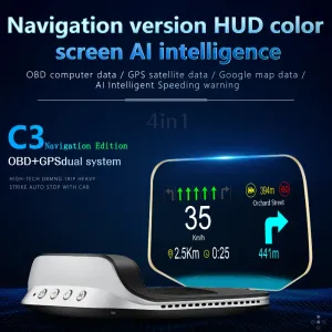 Portable HD Head-Up Display Car OBD Speed Navigation Projector Car Display Screen Car OBD Speed Navigation Projector No Ghosting cAR Head-Up Display