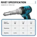 Drillpro 720W Brushless Electric Rivet Gun High Power Cordless Tool with 2000RPM Speed 588N.M Torque Suitable for 2.4~5.0mm Rivets Compatible with Mak 18V Battery Powerful Efficient Versatile