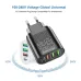 USLION 375-PD PD20W 4-Port USB PD Charger 3USB-A+USB-C PD QC3.0 Support AFC FCP Fast Charging Wall Charger Adapter EU Plug for iPhone 15 14 13 Pro for Samsung Galaxy Z Flip 6 for Honor Magic V3 for Huawei Nova Flip