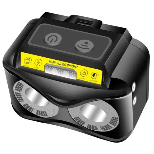 Bikight XPG COB White Yellow Light LEHeadlamp Body Motion Sensor 6-Mode Red Blue Flash Headlight Rechargeable Camping Torch