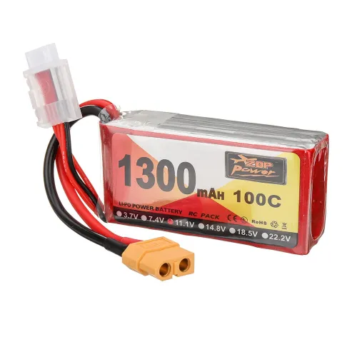 ZOP Power 11.1V 1300mAh 100C 3S LiPo Battery XT60 Plug for RC Drone