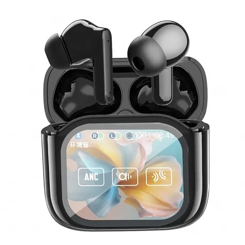 JM19 TWS Earbuds bluetooth 5.4 Earphone LCD Touch Screen Smart Control Mini Portable Music In-ear Sports Headphones