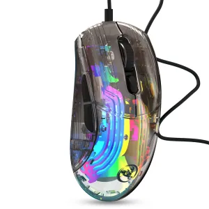 HXSJ X400 Wired Gaming Mouse Transparent Ergonomic RGB Backlight 7 Programmable Buttons 12800 DPI High Precision