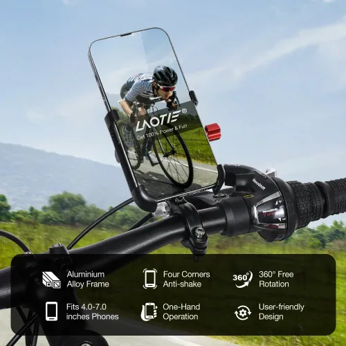 LAOTIBM2 Universal Bike Phone Holder Four Corners Shockproof Free Rotation 4.0"-7.0" Cellphone Electric Scooter Motorcycle Bicycle Mount for SAMEBIKLAOTIE