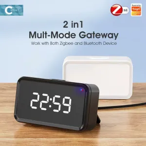 SMATRAL Type-C Plug In Zigbee3.0 Gateway Tuya Smart Hub Remote Control bluetooth Mesh Multi Mode Gateway Time Display Desk Wall Clock Voice Remote Control