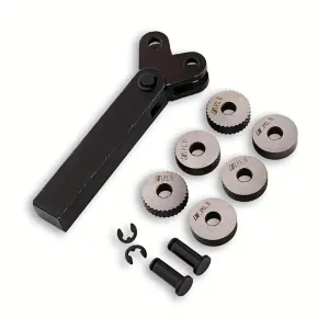 7pcs Steel Dual Wheel Knurling Tool Set with Diagonal Linear Knurl Wheel 0.5/1/2mm Pitch