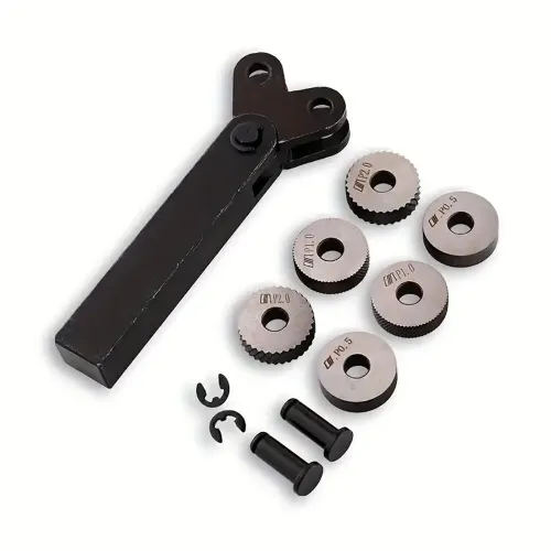 7pcs Steel Dual Wheel Knurling Tool Set with Diagonal Linear Knurl Wheel 0.5/1/2mm Pitch