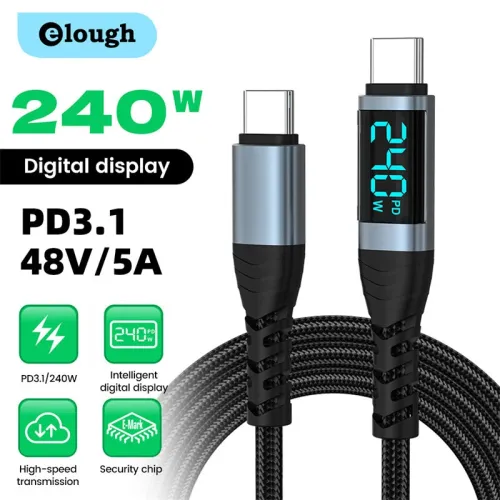 YC092 5A 240W Type-C to Type-C Digital Display Cable PD3.1 Fast Charging Data Transmission Tinned Copper Core Line 0.5M/1.2M/2M Long for iPhone 17 17Pro 16 15 Pro Max for Huawei Mate XTs for SAMSUNG for OPPO