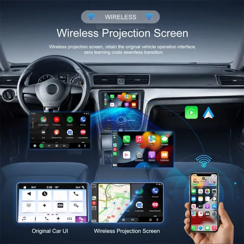 Wired to Wireless CarPlay Android Auto 2in1 Mini Adapter 5GHz WiFi5 Suitable for Original Wired Carplay/Auto Cars