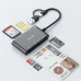 Rocketek CR375-B 6-in-1 Smart Card Reader for Smart SIM SD TF M2 MS Cards with USB-A/USB-C Interface Plug and Play