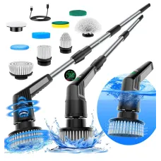 Tevorex 9 in 1 Multifunctional Handheld Electric Cleaning Brush With Telescopic Function, Bathroom Floor And Kitchen Cleaning Tool