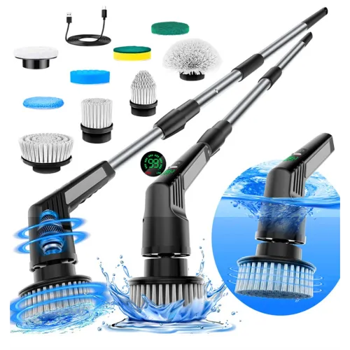 Tevorex 9 in 1 Multifunctional Handheld Electric Cleaning Brush With Telescopic Function, Bathroom Floor And Kitchen Cleaning Tool