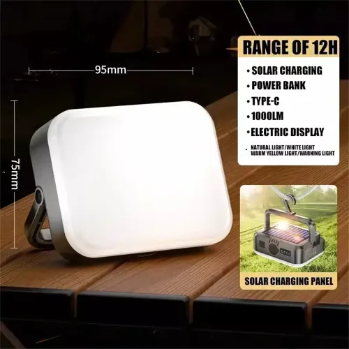 IPRee Solar Camping Led Lamp Portable Hanging Tent Light 4000MAH Rechargeable Spotlight Bank Work Lantern Outdoor Camping BBQ Party