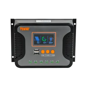 Pstar-30A/60A/80A PWM Solar Controller 12V-48V 100V Solar Panel Voltage Dual USB Ports LCD Screen Multiple Protection