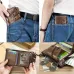 BULLCAPTAIN Genuine Leather Mens Wallet RFID Blocking Short Wallet with Chain Multifunction Card Holder Double Zipper Coin Purse Money Clip Compact Storage Bag Stylish