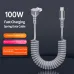PD100W Type-C to Type-C Elbow Coiled Cable PD Fast Charging Data Transmission Copper Core Line 1.5M Long for iPhone 17 17 Pro Max 16 15 for Xiaomi 17pro for Samsung Galaxy S25 Ultra for OPPO for VIVO