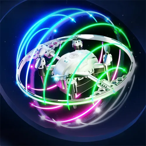 JJRC H131 AURORA BALL Stunt Light Ring 360 Spin Altitude Hold Mode RGB Color LED Circle Protection Kids Gifts 2.4G 4CH 6-Axis Remote Control RC Toys Drone Quadcopter RTF