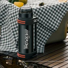 IPRee 1200ml Large Capacity Stainless Steel Insulated Bottle Leak-proof Portable Double-wall Vaccum Thermos Bottle Water Jug Keep Hot 72Hour for Hiking Travel