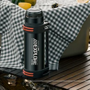 IPRee 1200ml Large Capacity Stainless Steel Insulated Bottle Leak-proof Portable Double-wall Vaccum Thermos Bottle Water Jug Keep Hot 72Hour for Hiking Travel