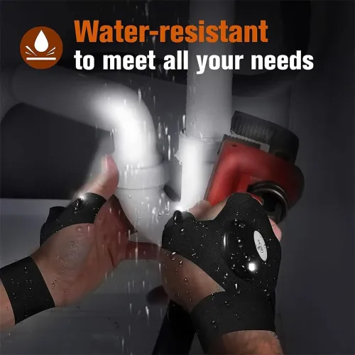 ZANLURLEFlashlight Fishing Half Finger Gloves for Outdoor Night Cycling Camping Hiking Sports Gloves with Lamp Lighting