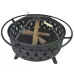 USA Direct 32 inch Round Crossweave Wood Burning Fire Pit Stove Firepit Heater with Poker for Outdoor Camping Patio Deck Backyard, 8011