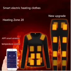 TENGOO HDA-20 Heating Underwear Pant Set Whole Body Heating Temperature APP Control Thermal Long Sleeves Trousers Men Women Heated Suit USB Electric Thermal Underwear for Winter