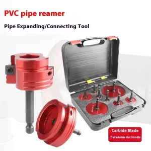 8Pcs PVC Water Line Reamer Set SCH 40 Compatible Tungsten Carbide Blades Aluminum Alloy Body Multi Size Drain Line Deburring Tool for Plumbing Repair Supplies